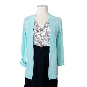 J. CREW FACTORY Cotton Blend Open Cardigan Long Sleeve Turquoise Sz XS